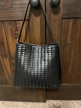 Target Black Woven Shoulder Tote